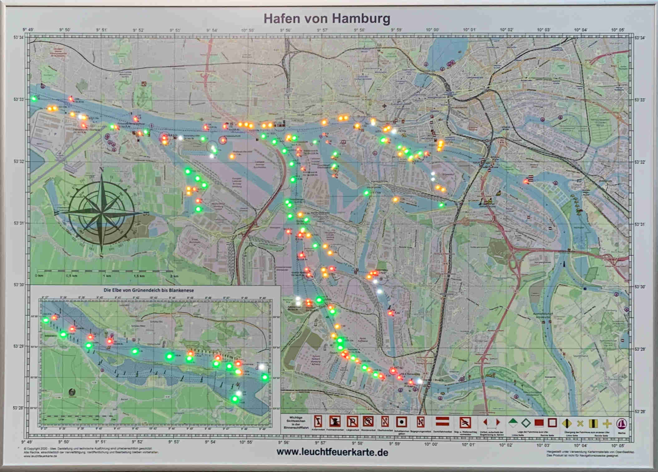 Leuchtfeuerkarte "Hafen von Hamburg"